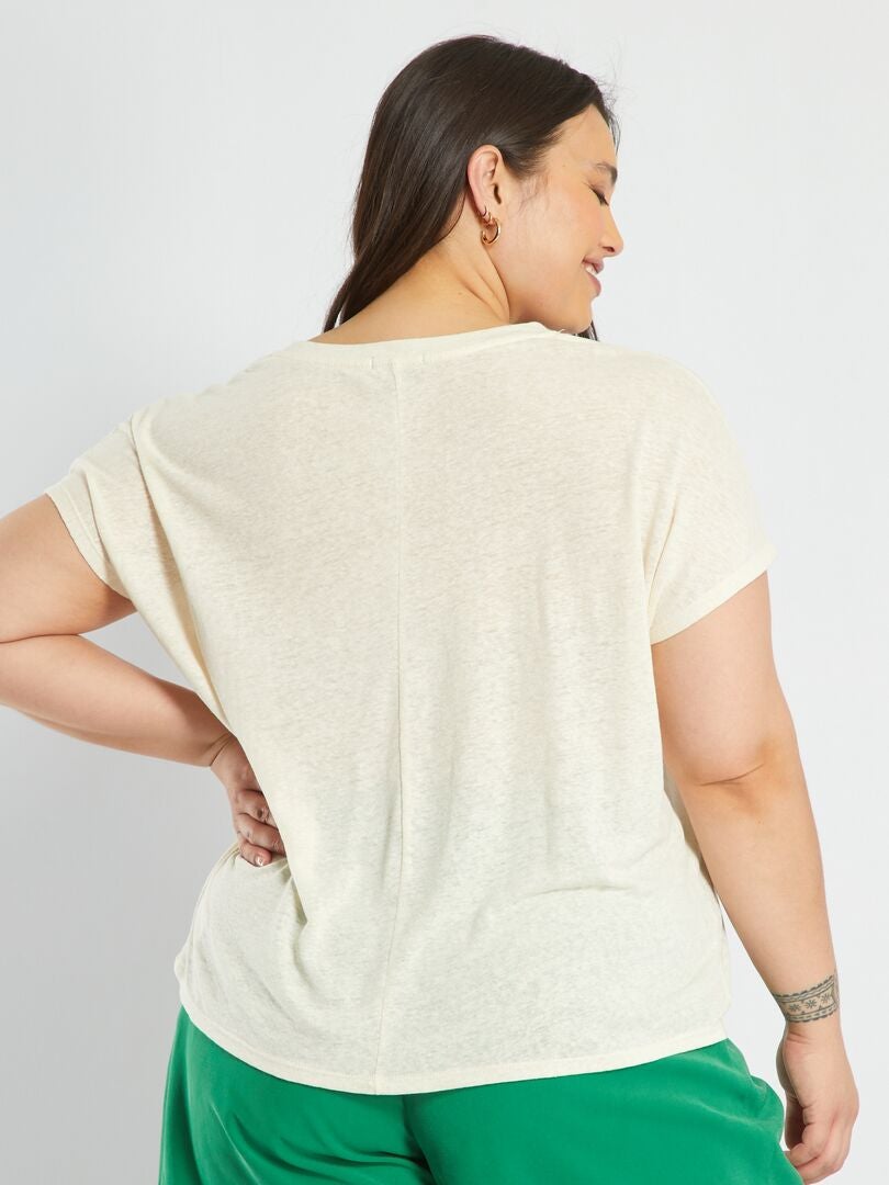 Camiseta de lino - BEIGE