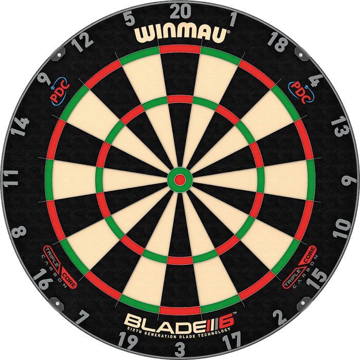 Alvo de dardos - WINMAU - Blade 6 Triple Core - Sisal reforçado - Superfície de jogo sem emendas - Tecnologia avançada