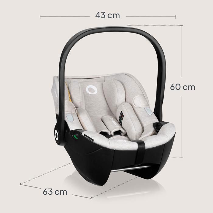 Seggiolino auto LIONELO Moxie i-Size per neonati - Porta bebè 40-87 cm - Tessuto in bambù naturale - Leggero - 0-13 kg - Gruppo 0+ - Beige