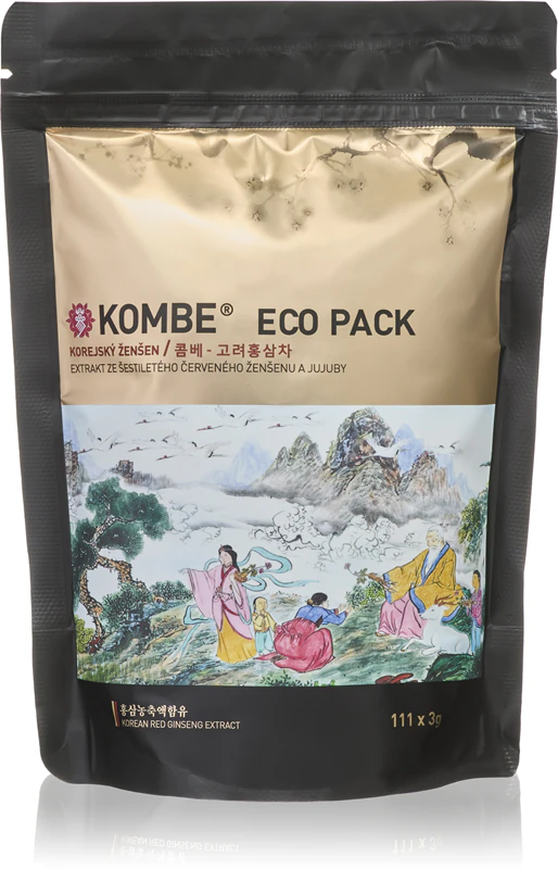 Suplemento alimentar Kombe ECO PACK com extrato de ginseng e chá de ginseng.