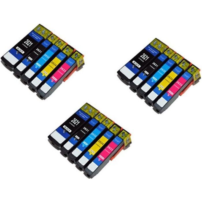 Cartuchos de tinta Epson XP-510 XP-520 XP-600 XP-605 XP-610 XP-615 XP-620 - Paquete de 15 - Multicolor