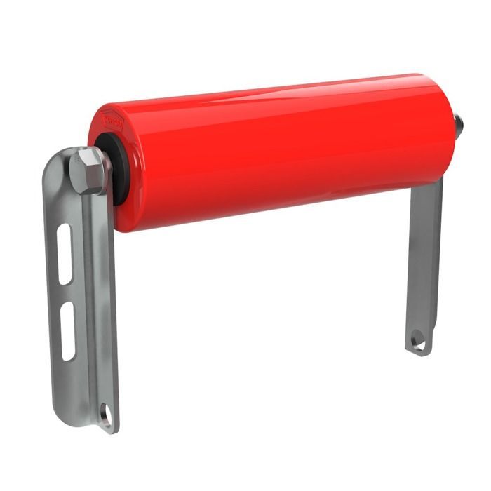Remolque de rodillos laterales de poliuretano con soporte en C, galvanizado, 250 mm, rojo, para el lanzamiento de remolques de embarcaciones.