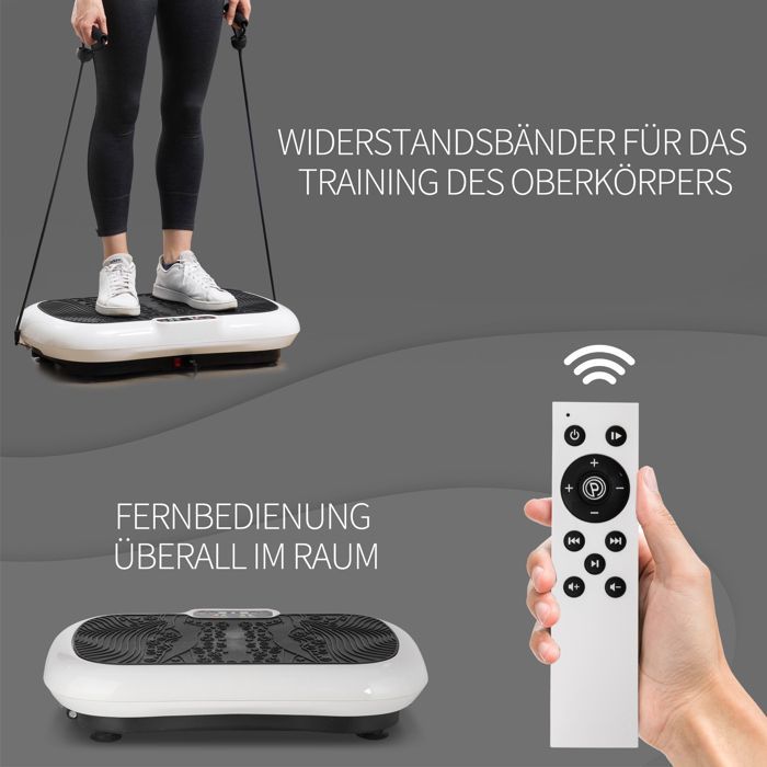 Plataforma vibratoria para fitness, 99 niveles de vibración, 200 W, blanca