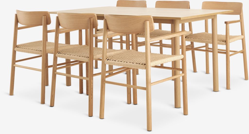 ALSTED ISLEV ALSTED L160 ąžuolinis stalas 4 ISLEV kėdė su ąžuoliniais porankiais