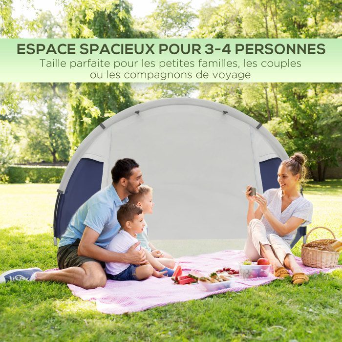 Kampeertent - Outsunny - Lichtgewicht, geventileerde koepeltent voor 3/4 personen, eenvoudig op te zetten, inclusief draagtas - Oxford-stof - 320x240x130cm