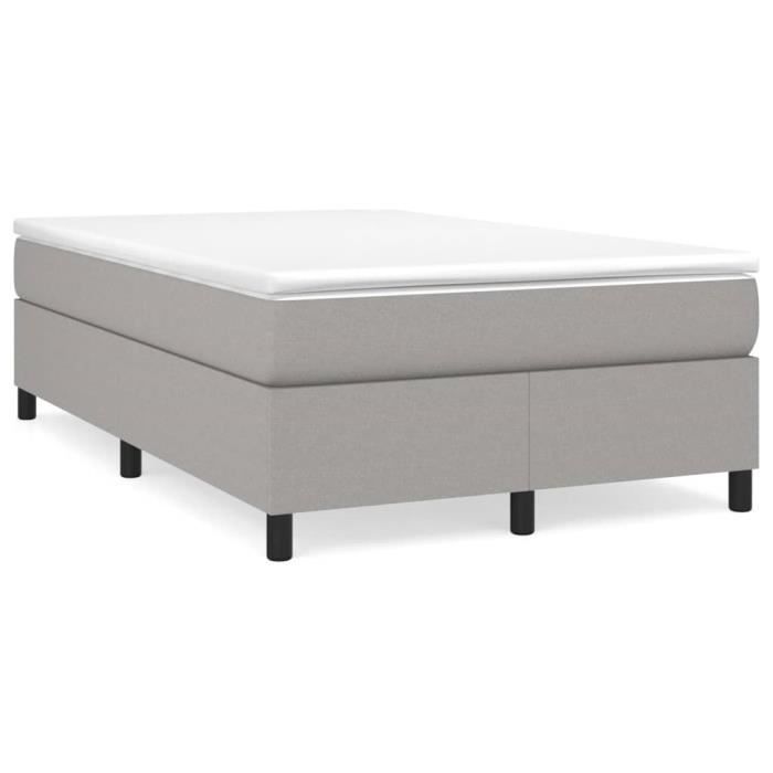 Base de cama estofada - AKOZON - 120x200 cm - Cinza claro - Com molas - Estrado de madeira compensada