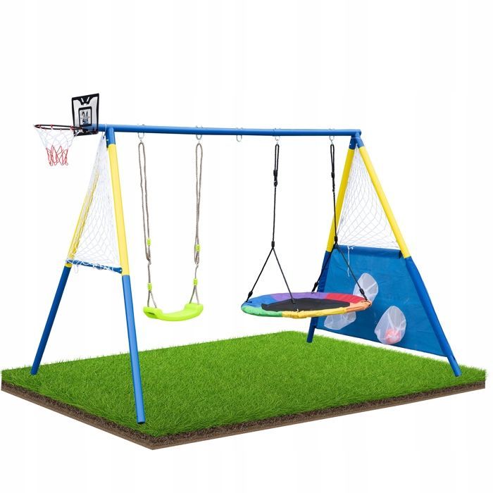 4-in-1 Doppel-Gartenschaukel für Kinder, Storchennest