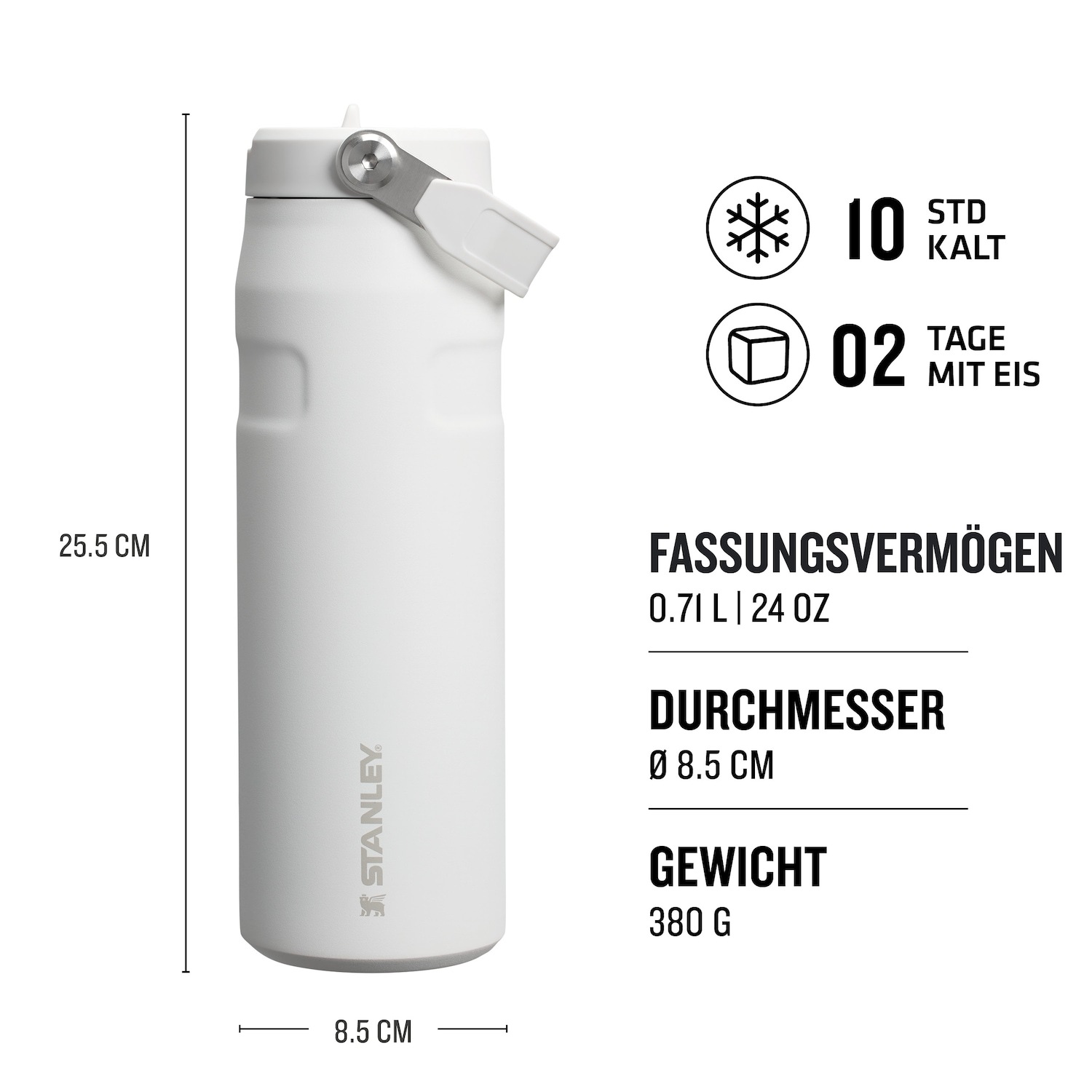 Stanley 0,7 l vandens butelis/termosas – ICEFLOW™ sulankstomas šiaudelis – 1 vnt.