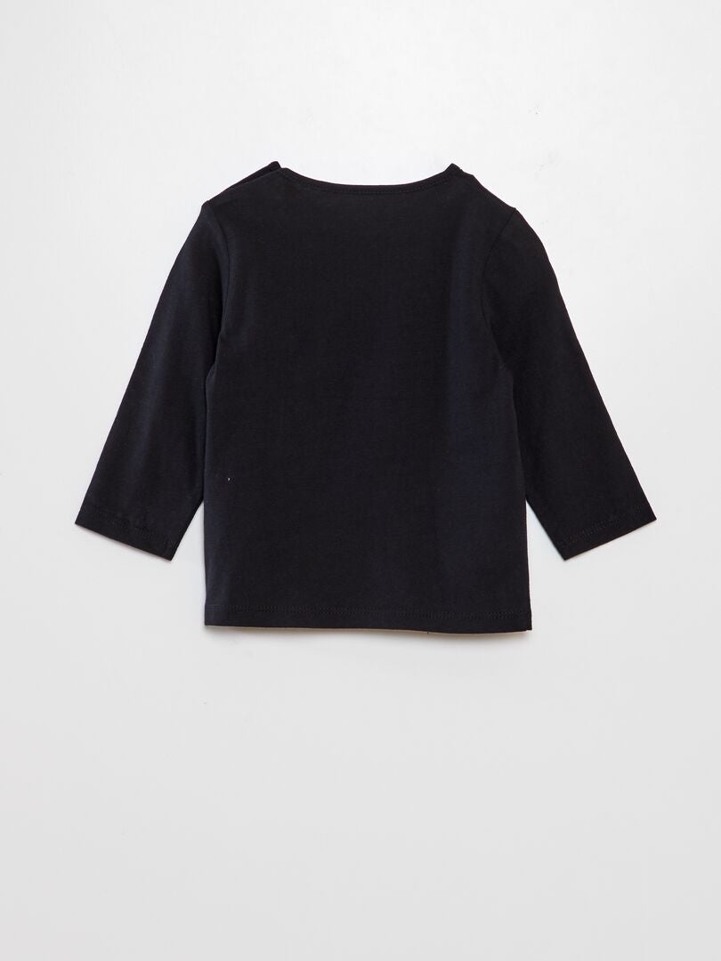 Bedrukt T-shirt met lange mouwen - Zwart