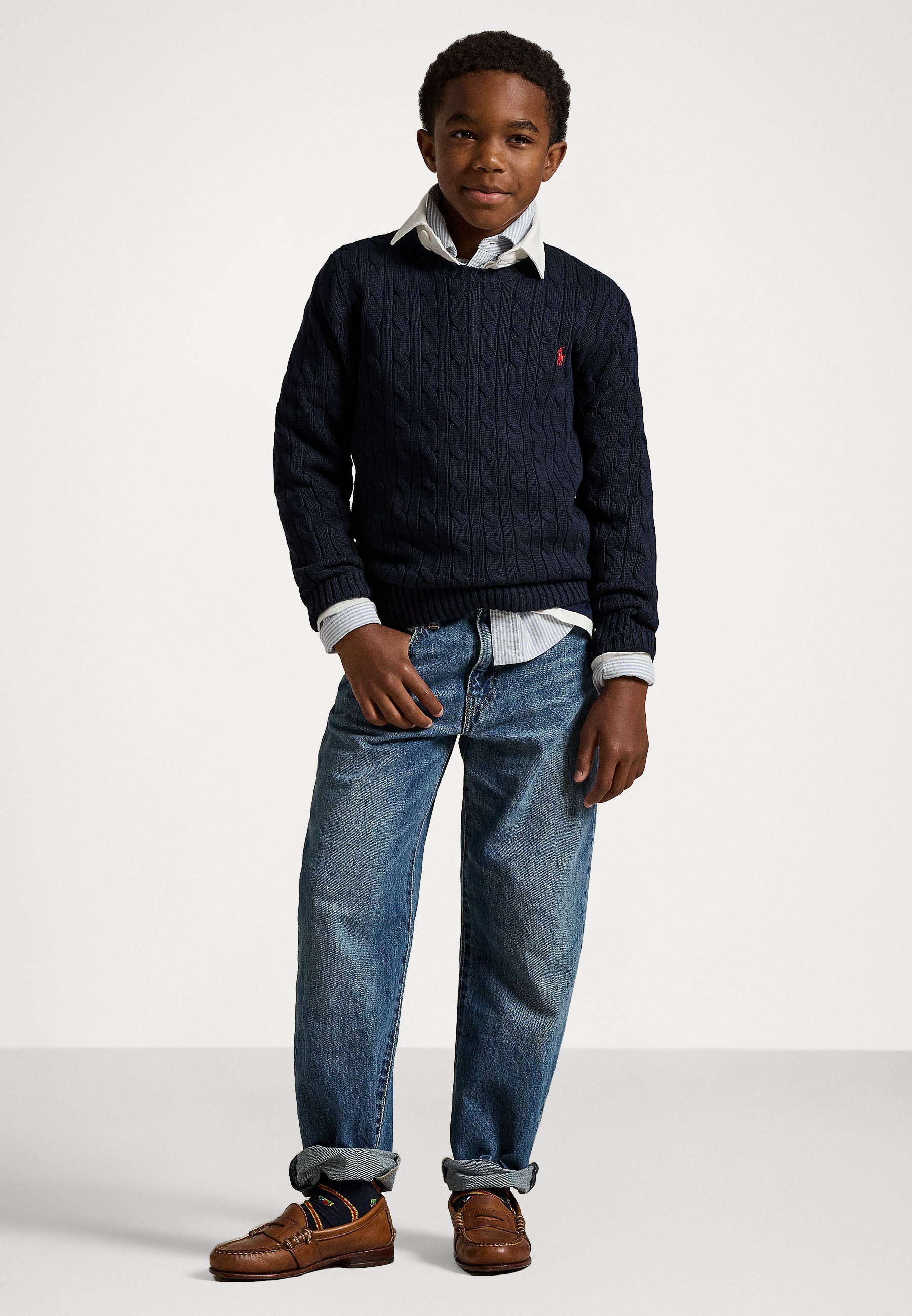 Polo Ralph Lauren Sweter z dzianiny kablowa z bawełny - Sweter - granatowy