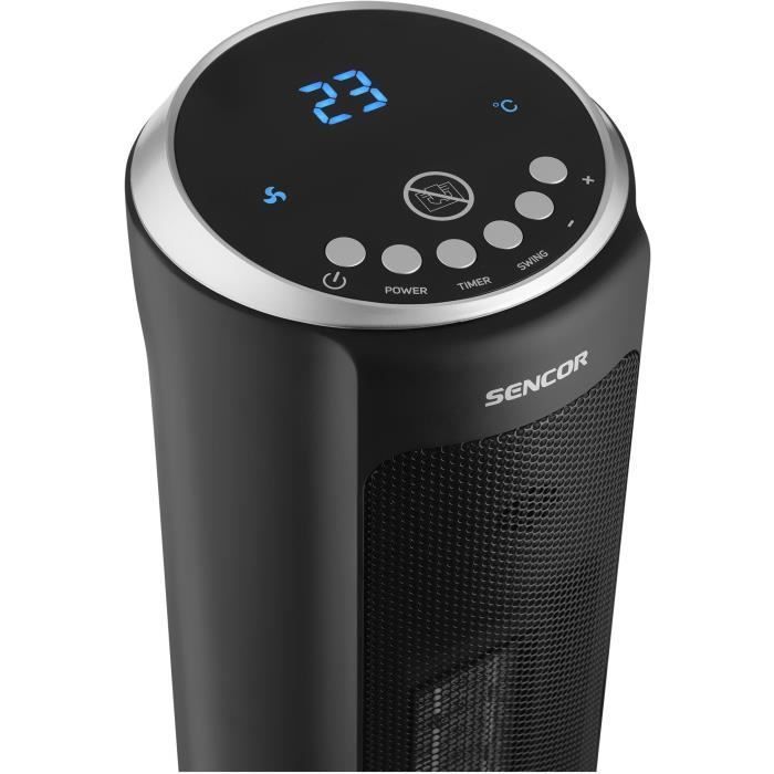 SENCOR SFH 8990BK Ceramic Tower Radiator - Up to 2000 W - 3 Modes - 24 m² / 60 m³ - Remote Control - Black