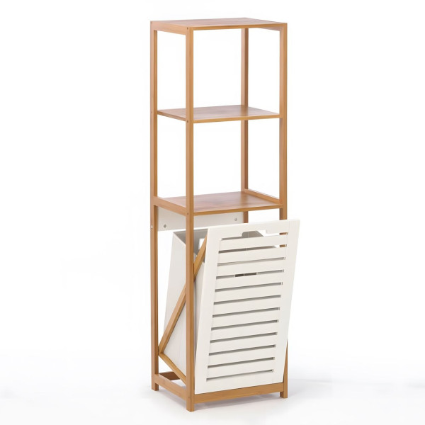 Bambusowy kosz na pranie regał 36x33x130 SRB23 Begryf