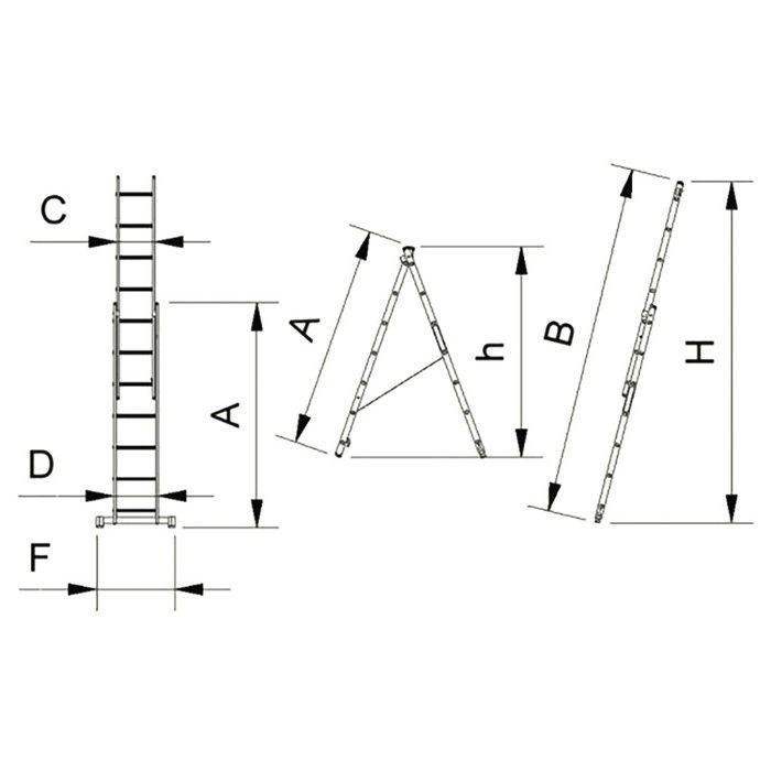 Opklapbare ladder - MY DESIGN FURNITURE - 2 delen - Lichtgewicht aluminium - 6 treden - Draagvermogen 150 kg
