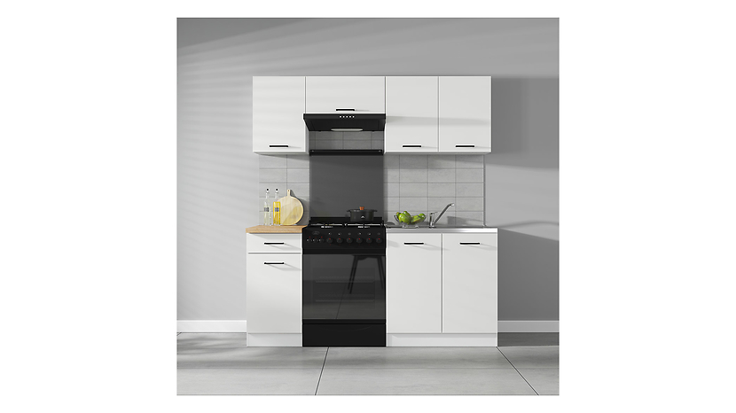 Komplet kuchenny Junona Line 170 cm kredowy połysk z blatem