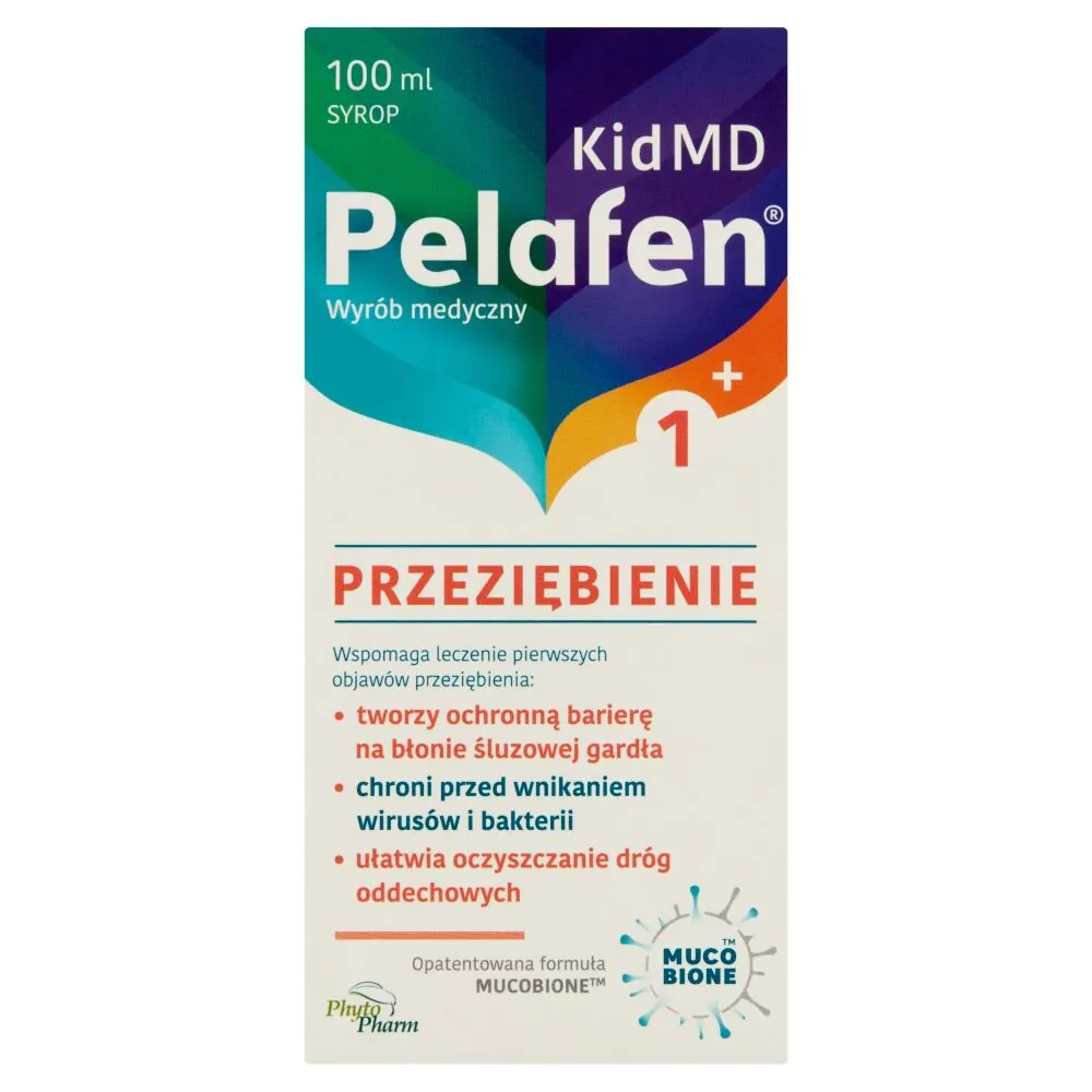 Pelafen Kid MD Przeziębienie, Syrop dla dzieci od 1. roku życia, Smak malinowy