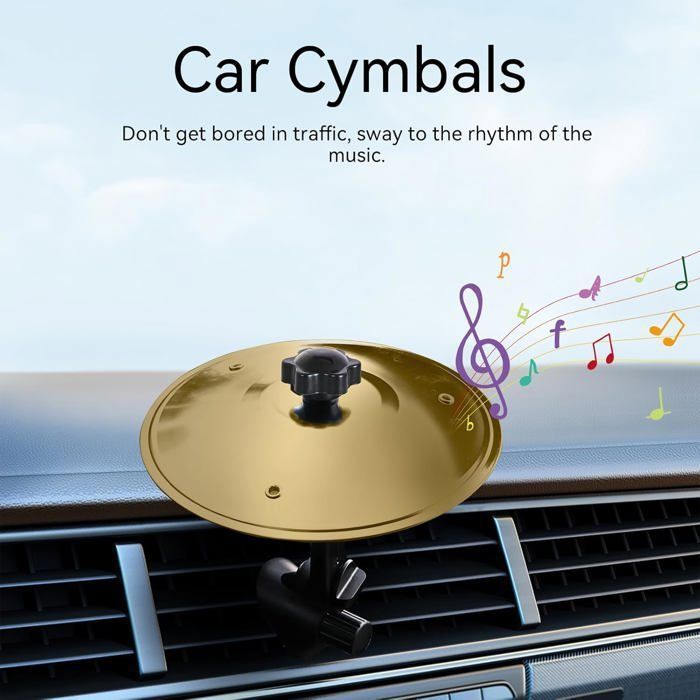 2 Pieces Mini Car Cymbals, Car Crash Cymbals Air Vent, Car Drum Cymbals for Music Lovers (Gold)