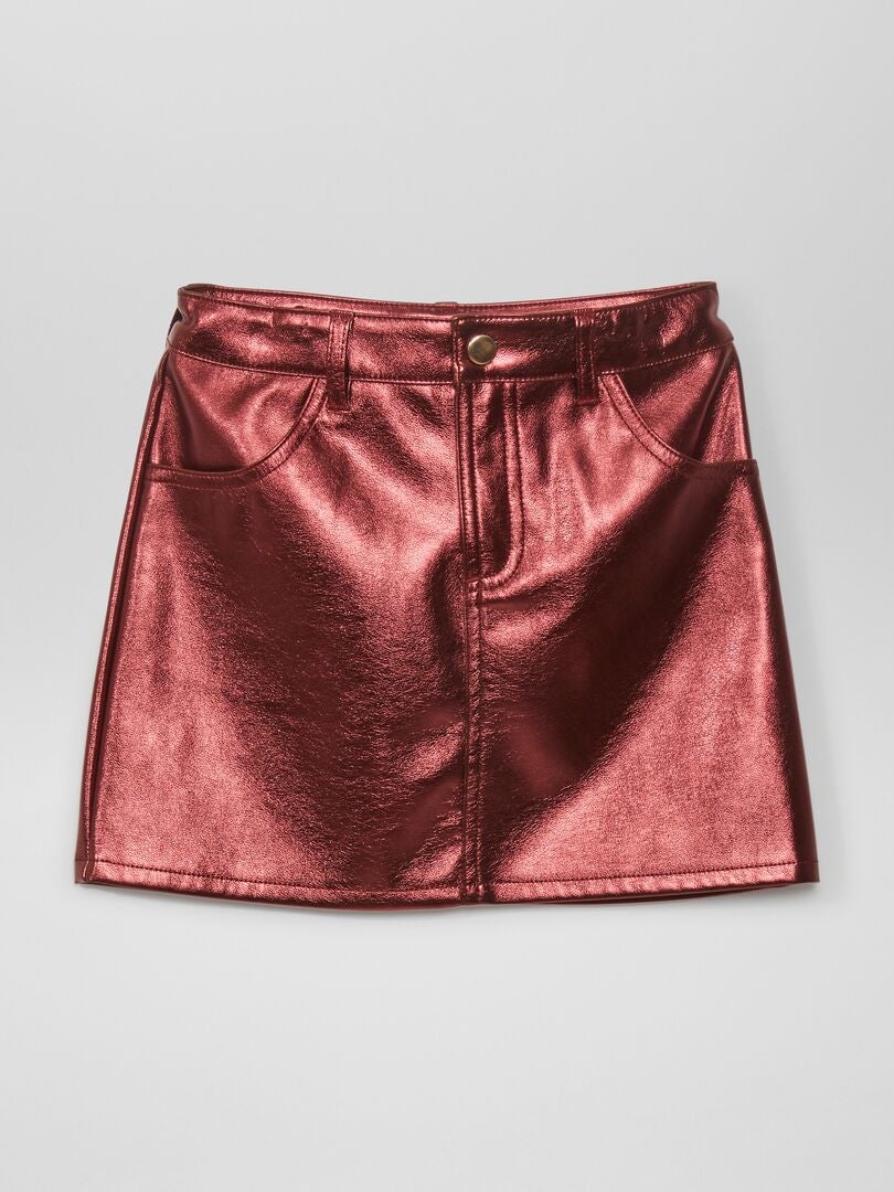 Rok van imitatieleer - ROOD