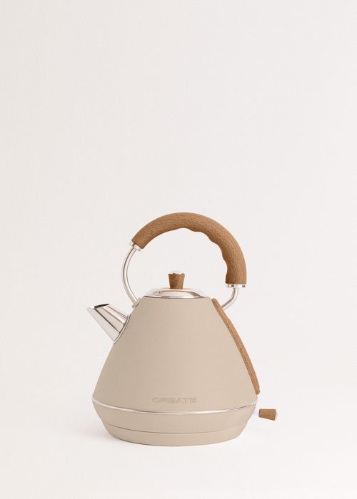 Bouilloire électrique rétro - Acier inoxydable - 1L/1,7L - Système anti-calcaire - Sécurité arrêt auto - Beige