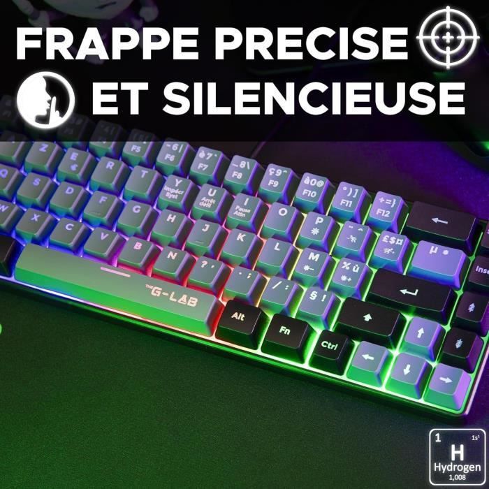 Teclado Gamer - The G-Lab - KEYZ HYDROGEN - Tamanho Compacto 60% - Retroiluminado - Com Fio - Preto/Cinza