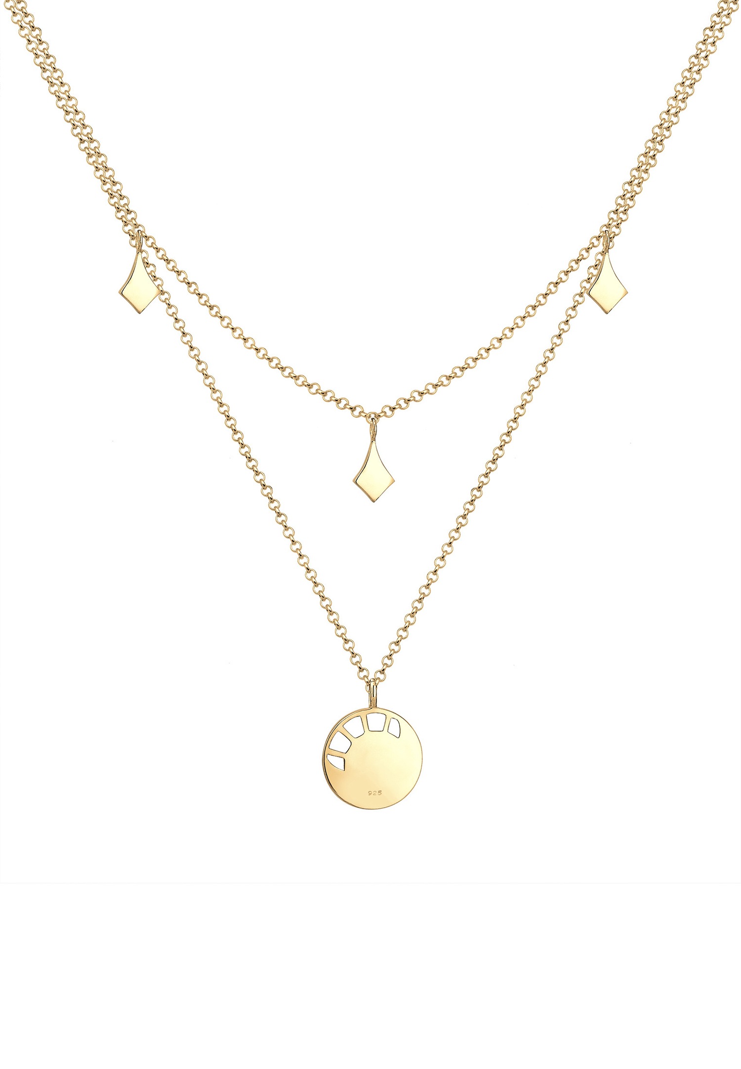 Elli Femmes Astro Soleil Lune avec cristaux en argent sterling 925 plaqué or