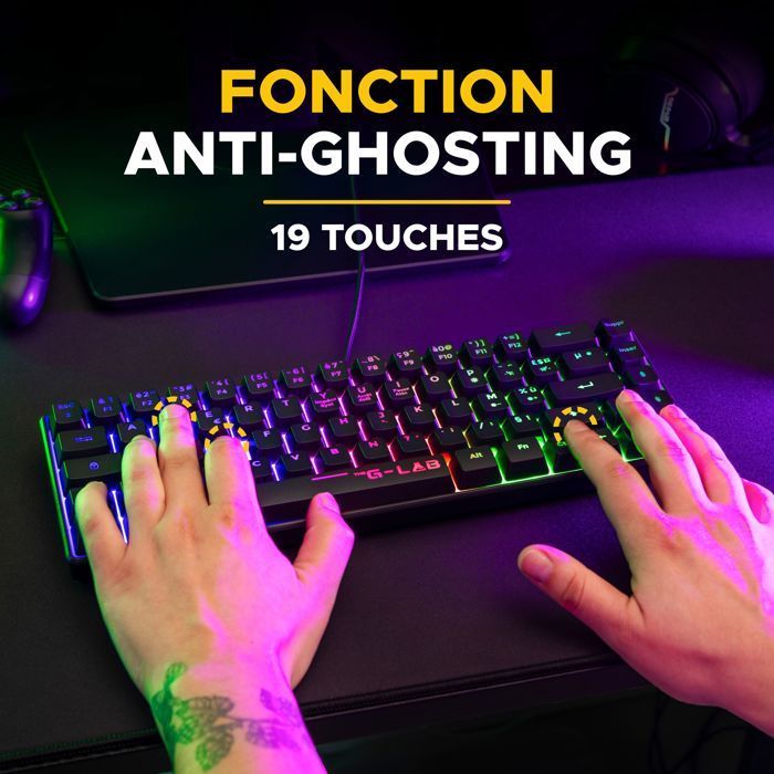 Set tastiera e mouse da gioco cablati - THE G-LAB - Hydrogen BKG Combo - Tastiera AZERTY - Nero