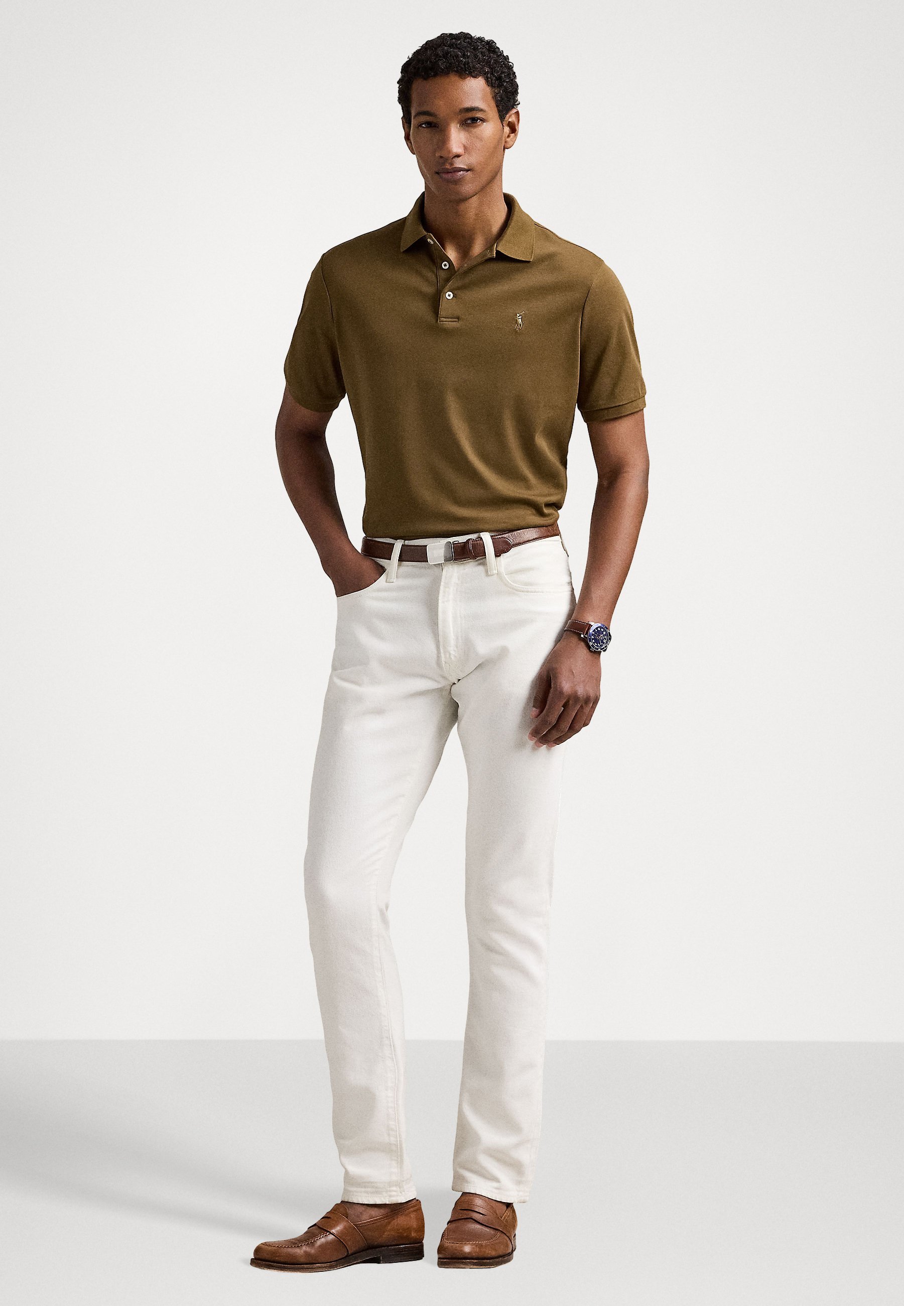 Polo Ralph Lauren CUSTOM SLIM FIT POLO SHIRT IN COTONE MORBIDO - Polo shirt - marrone naturale