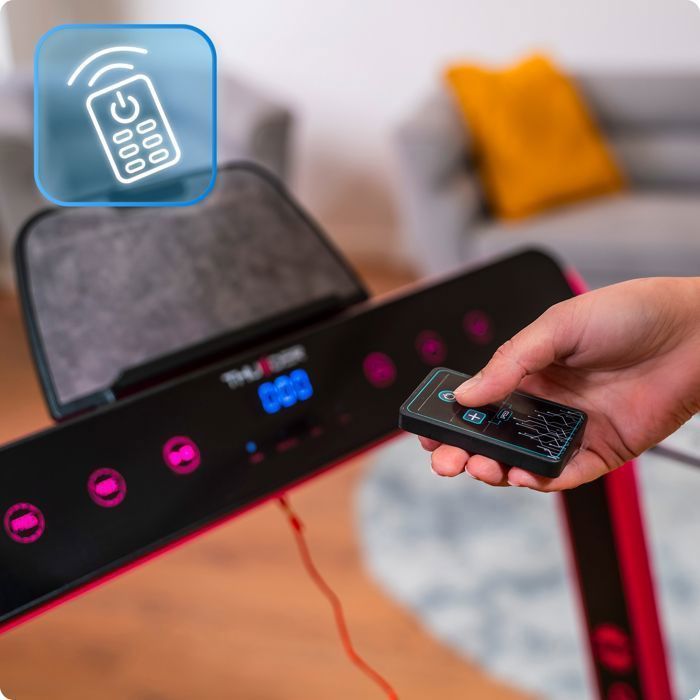 Tapis roulant pieghevole THUNDER® RACE-PINK | Velocità regolabile 1-14 km/h | App Bluetooth | Peso massimo supportato 130 kg | Display a LED | Rosa