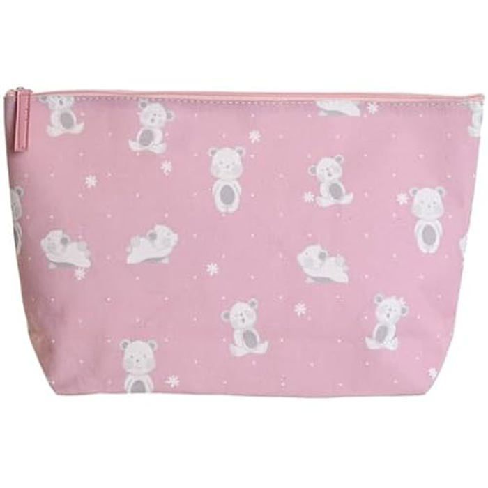Neceser de bebé con diseño de osito - Lona - 21 x 33 x 8 cm - Azul y rosa - Accesorio para bebé