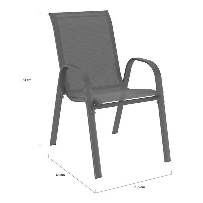 IDMARKET MADRID garden furniture set: 190cm table and 8 stackable chairs, anthracite grey