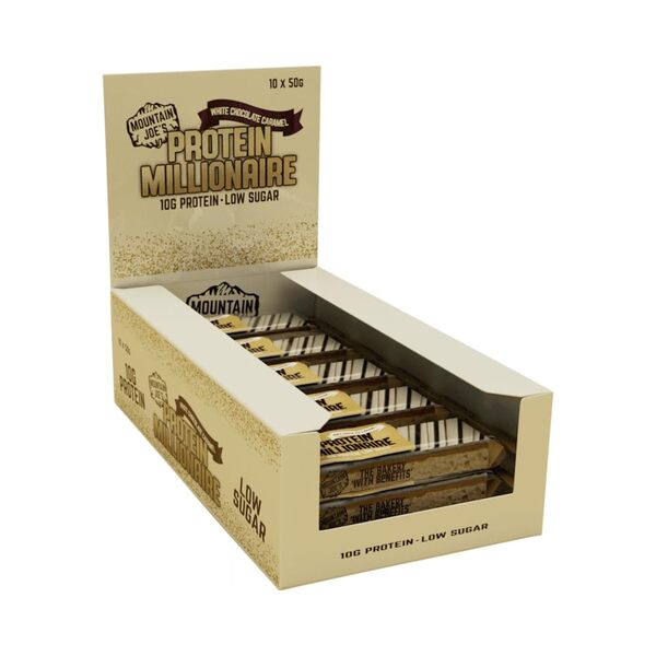 Proteine Mountain Joe's 10x50g Cioccolato Bianco Caramello | Salute | Superdrug