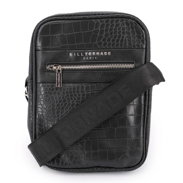 Bolso de hombro negro de cocodrilo para hombre BILL TORNADE