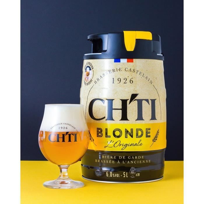 Chti - Cerveza Rubia - Original - Mini Barril - 2x 5 L - 6,80% Vol.