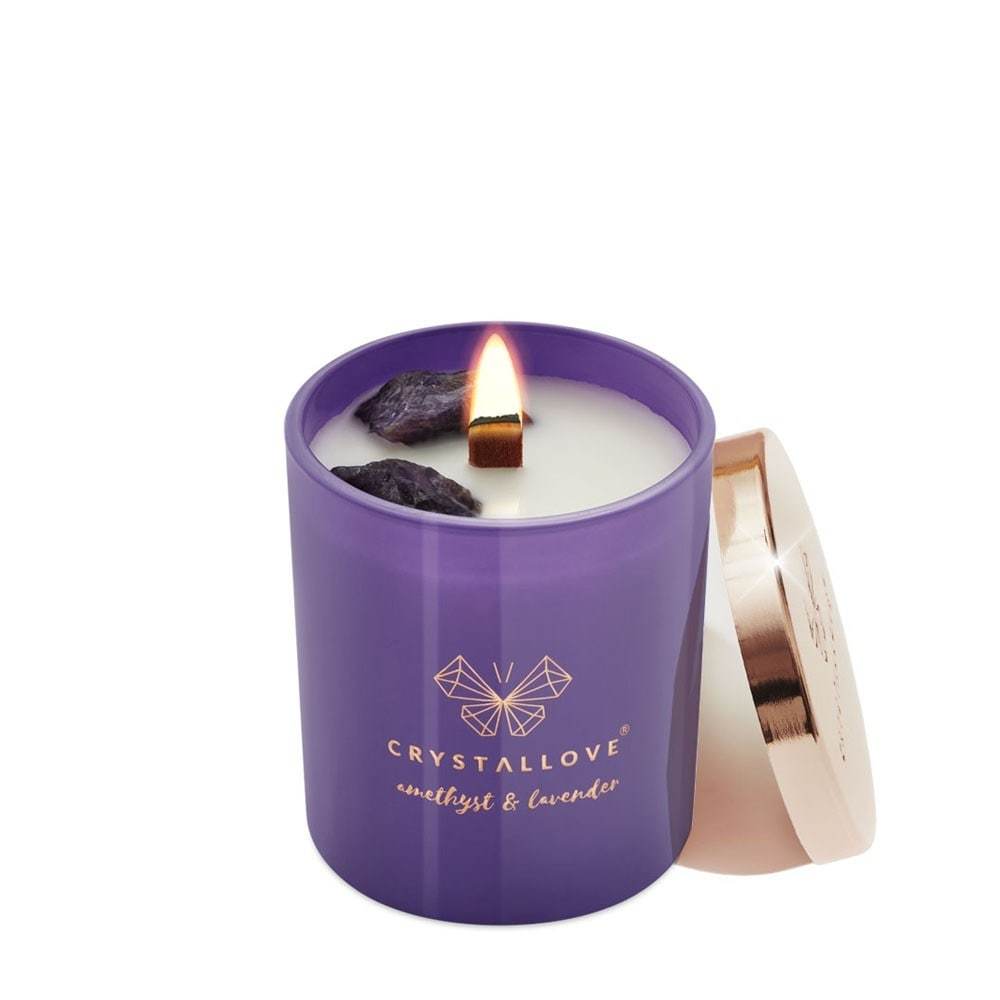 Crystallove svece, ametista-sojas svece un lavanda - 1 gab.