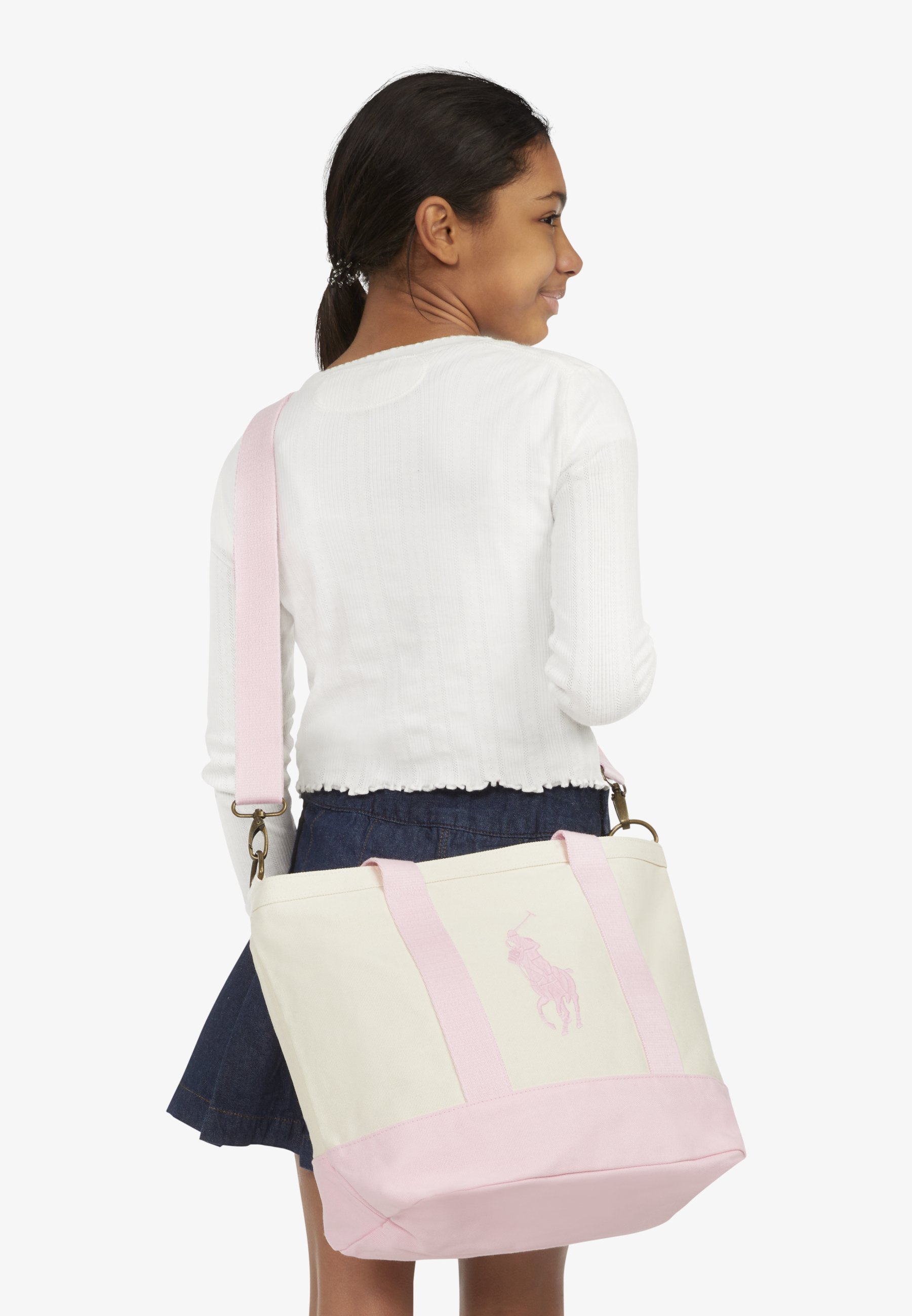 Borsa tote unisex Polo Ralph Lauren PLAYER TOTE - bianca/rosa caramello