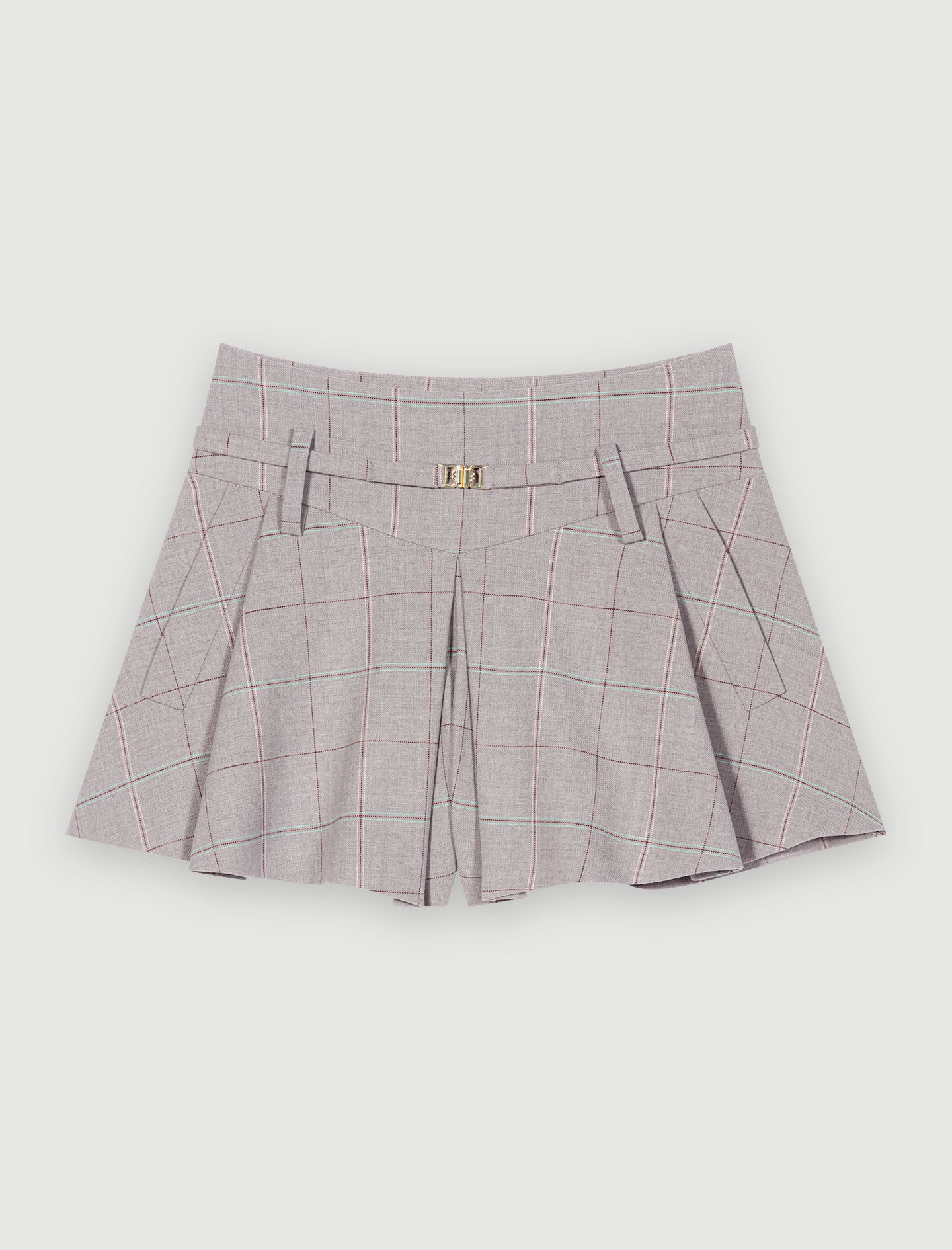 Pantaloni scurți mini gri în carouri - Gri