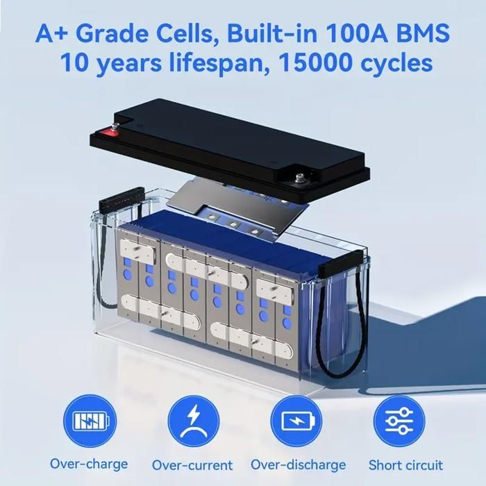 Wattcycle 24V 100Ah 2560Wh Lithium LiFePO4 Battery for Motorhome, Caravan, Travel, Marine, Solar System