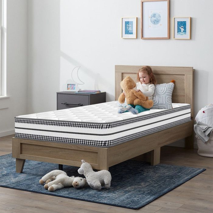 Colchón de 90x200 cm, 26 cm de grosor, espuma viscoelástica y muelles ensacados, 7 zonas de soporte, ergonómico, firmeza media, reversible.