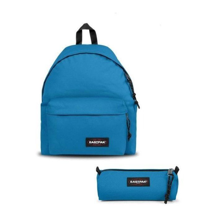 EASTPAK - Mochila acolchada Pak'r + Estuche individual para lápices Benchmark - Azul Voltaico