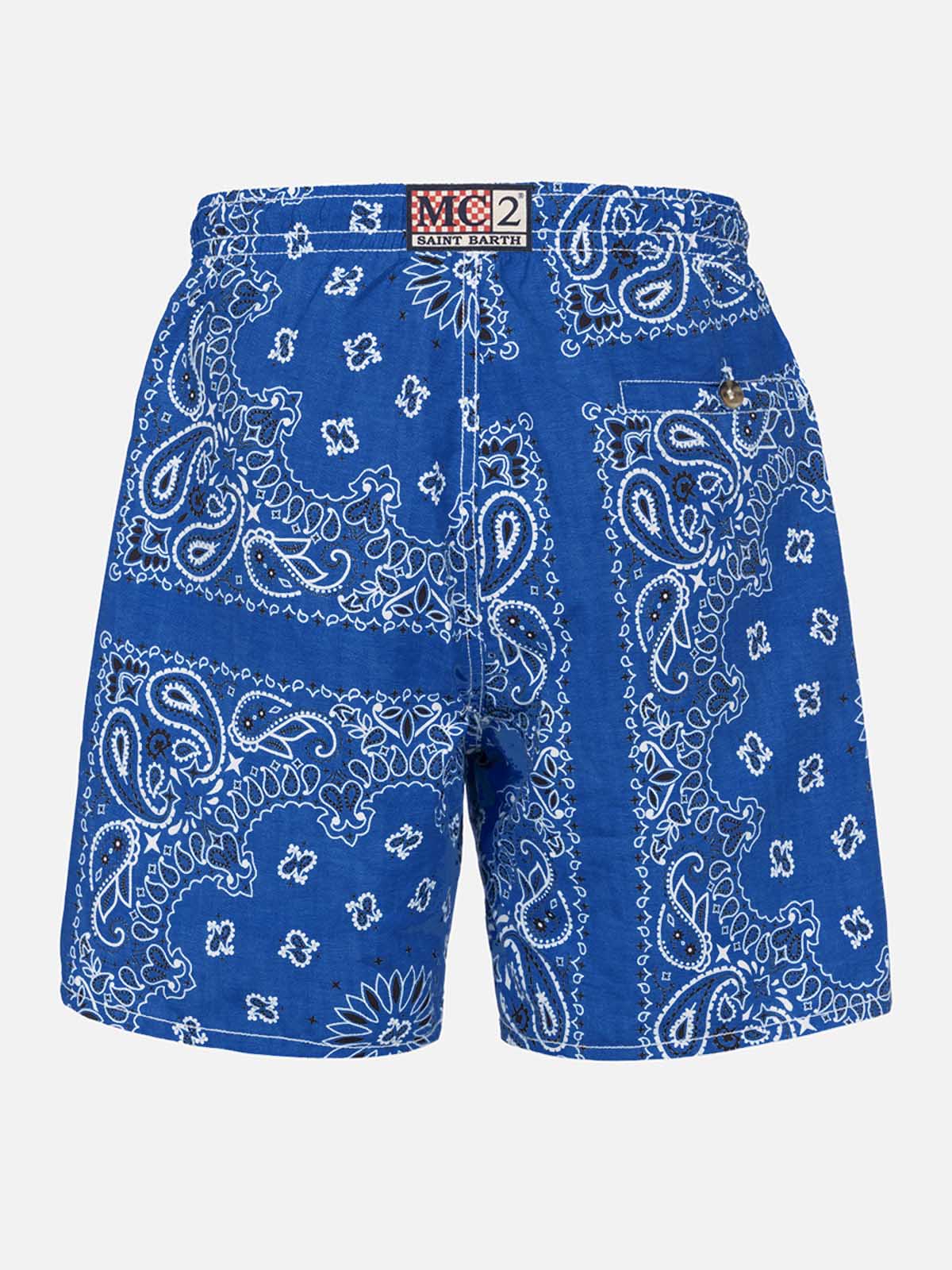 Herenzwempak met blauwe bandana-print