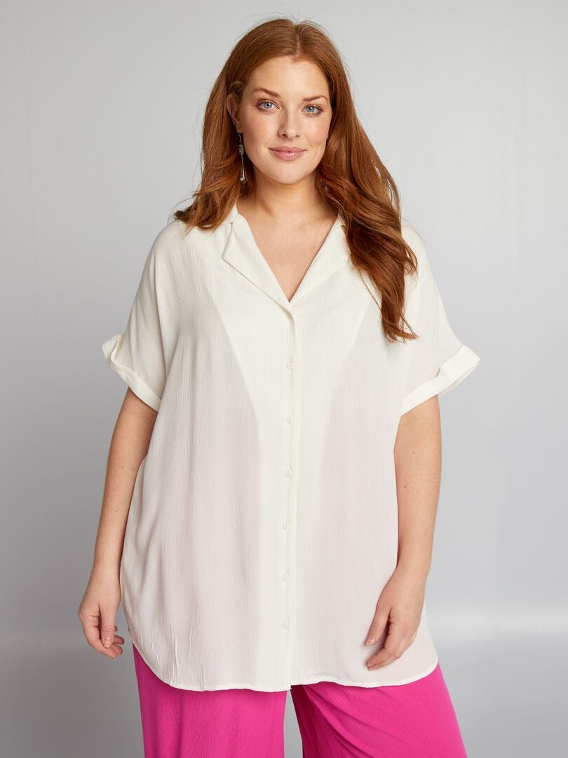 Blouse met pyjamakraag - WIT