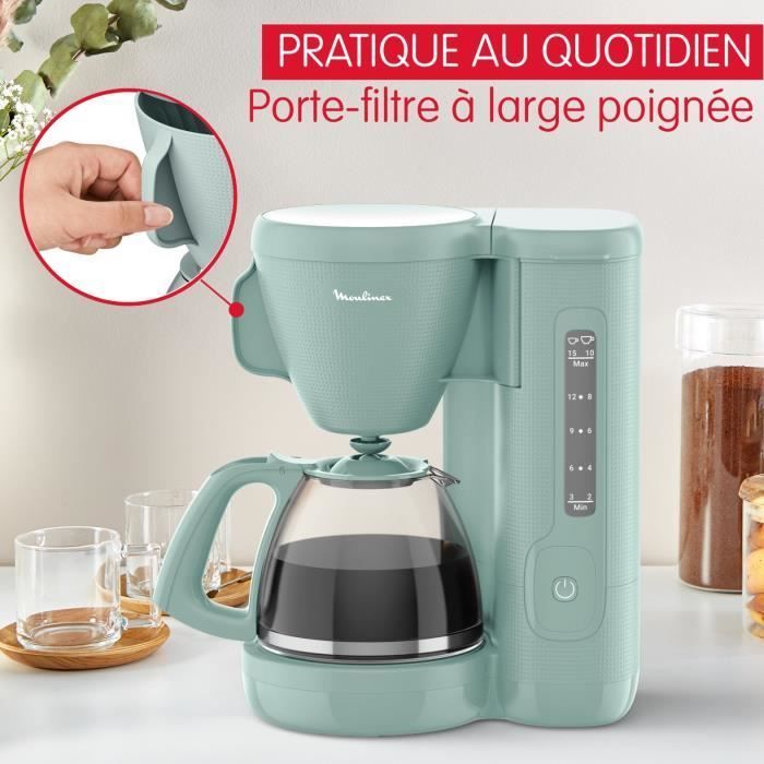 Moulinex Cafetière filtre, Grand réservoir d'eau frontal, Filtre permanent, Morning FG2M1310