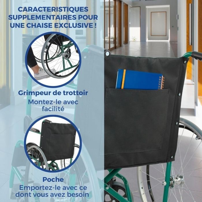 Silla de ruedas plegable Mobiclinic Alcazaba para personas mayores y discapacitadas con reposapiés y reposabrazos - Verde
