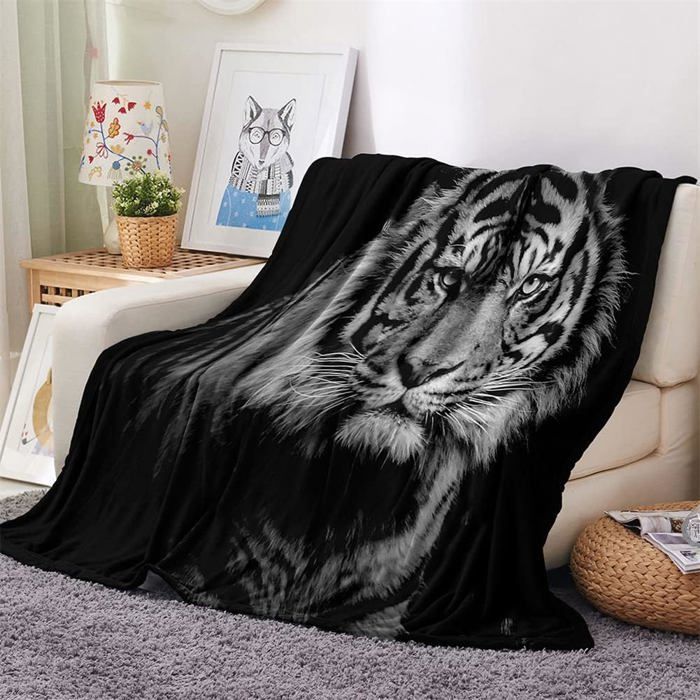 Manta de franela polar con estampado de tigre, colcha cálida y suave, manta para sofá, apta para adultos y niños, 150 x 200 cm.