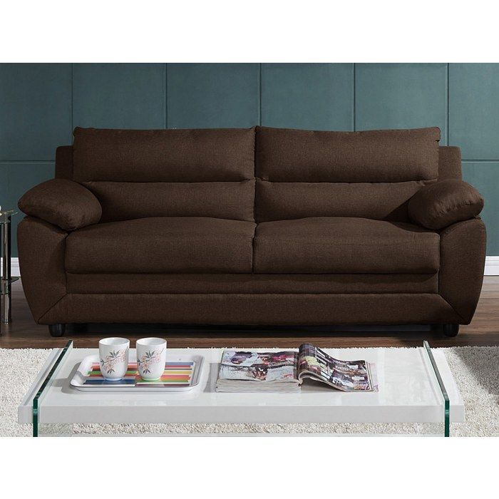 Sofá de tela MANOA de 3 plazas - Chocolate - Marrón - L201 x D88 cm