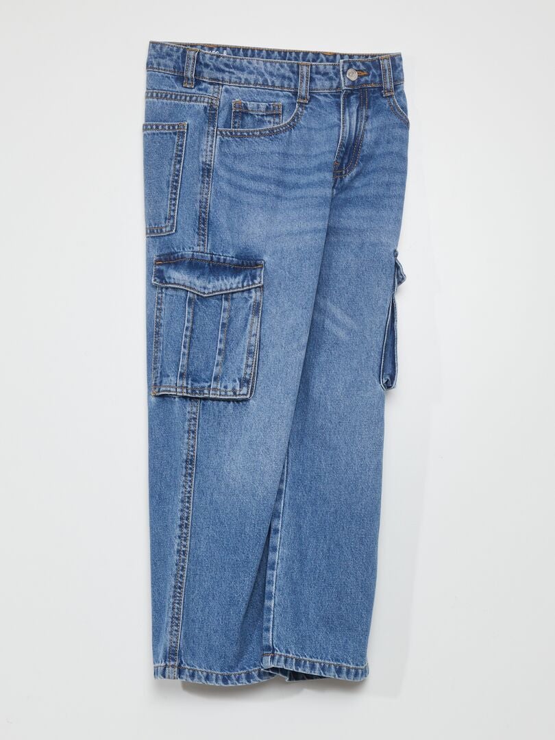 Spijkerbroek met wijde pijpen en zakken - BLAUW