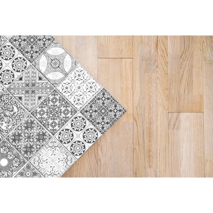 Tapis Vinyle Panorama Carreaux Ciments Jaen Gris 40x80 cm - Tapis pour Cuisine, Bureau et Salon en PVC