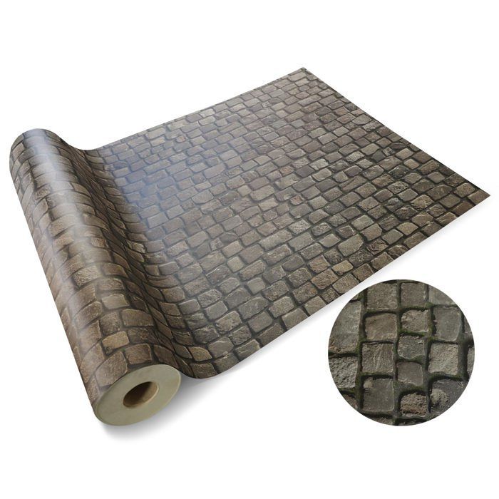 Piso vinílico PVC com efeito 3D Moonlight Cobble, 100 x 450 cm