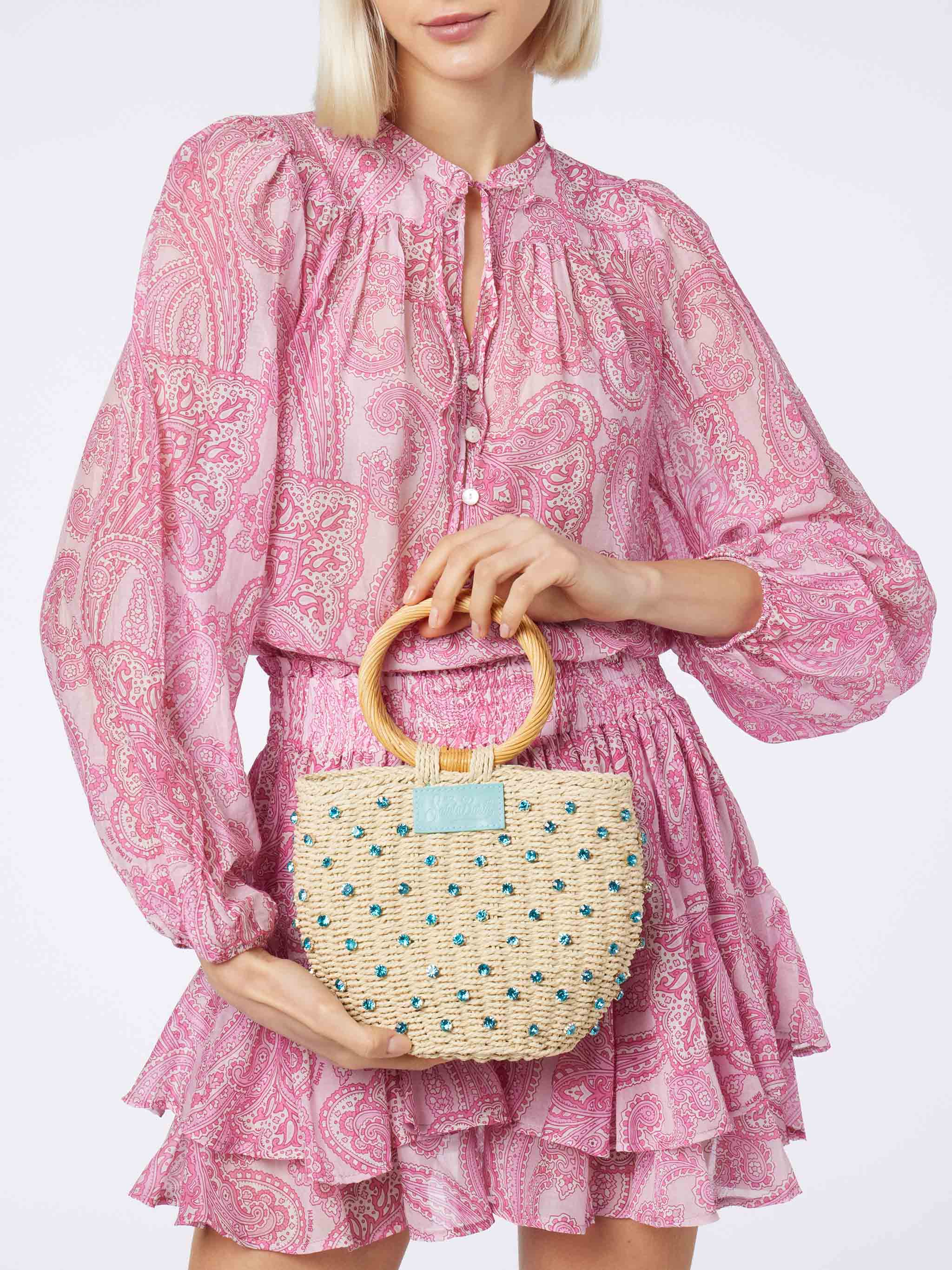Damesblouse van zijden voile met paisleyprint in Harper-stijl