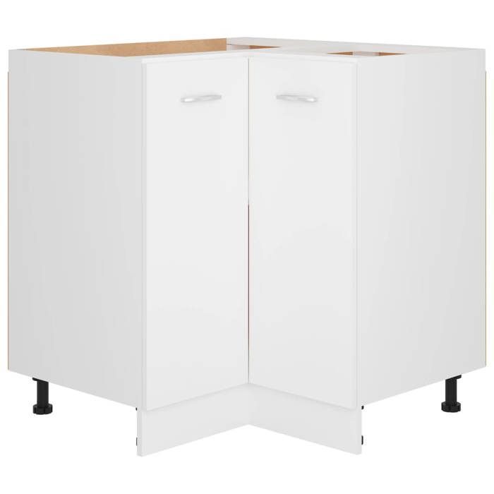 Mobile angolare vidaXL Lyon, 75,5x75,5x81,5 cm, in legno composito, bianco, per bagno e cucina, da posizionare sotto il pensile 802489