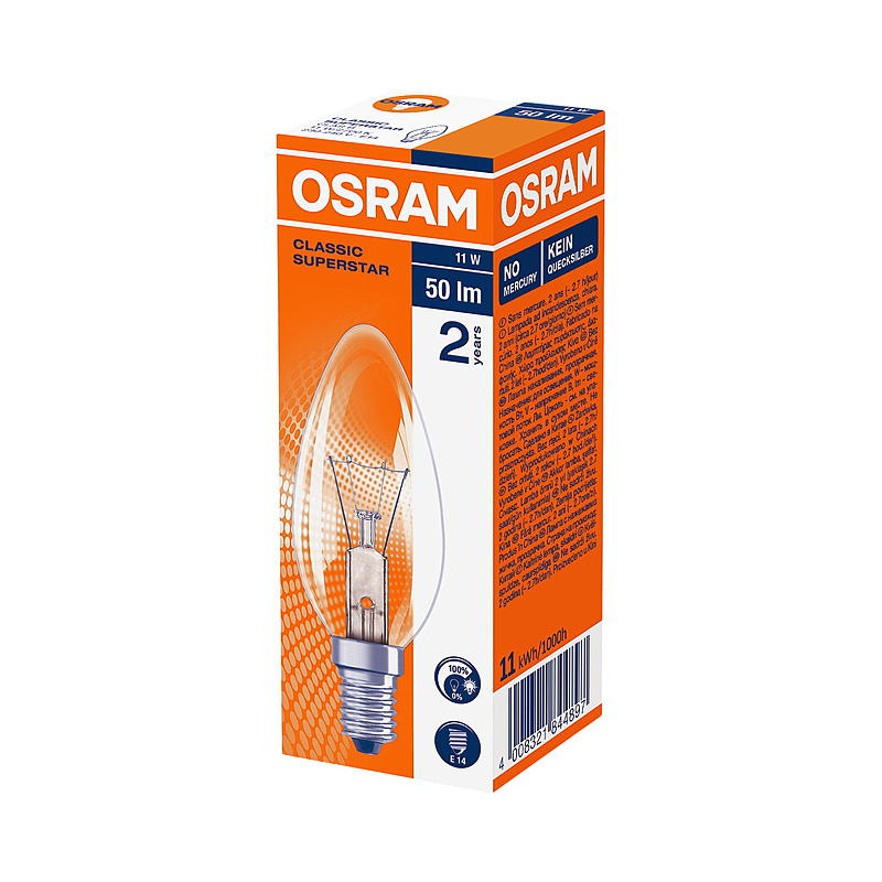 Osram-lampa 59 lm Classic B, mignon, E14